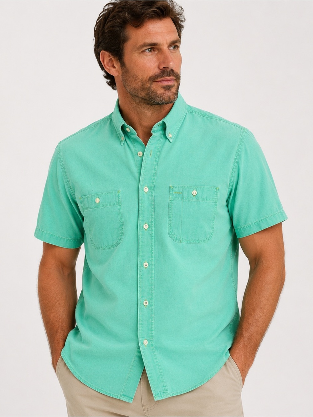 Polo Ralph Lauren Classic Fit Mint Green Utility Sport Shirt Cotton Large